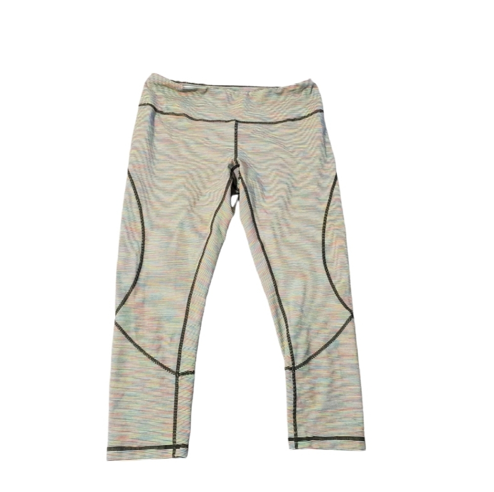 Zella Women's Pastel Multi-Color Stripe Crop Workout Leggings Size Medium‎